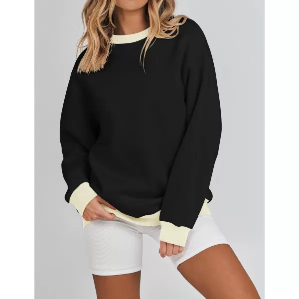 imageZESICA 2023 Sweatshirts for Women Casual Oversized Long Sleeve Crewneck Y2K Fleece Loose Pullover Sweatshirt TopsBlack