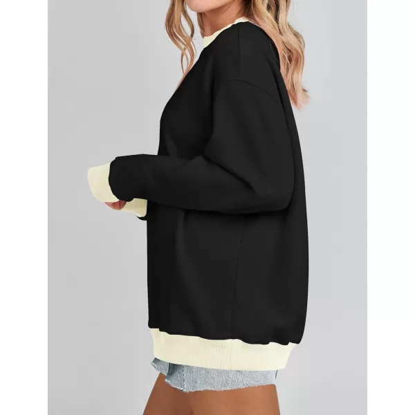 imageZESICA 2023 Sweatshirts for Women Casual Oversized Long Sleeve Crewneck Y2K Fleece Loose Pullover Sweatshirt TopsBlack