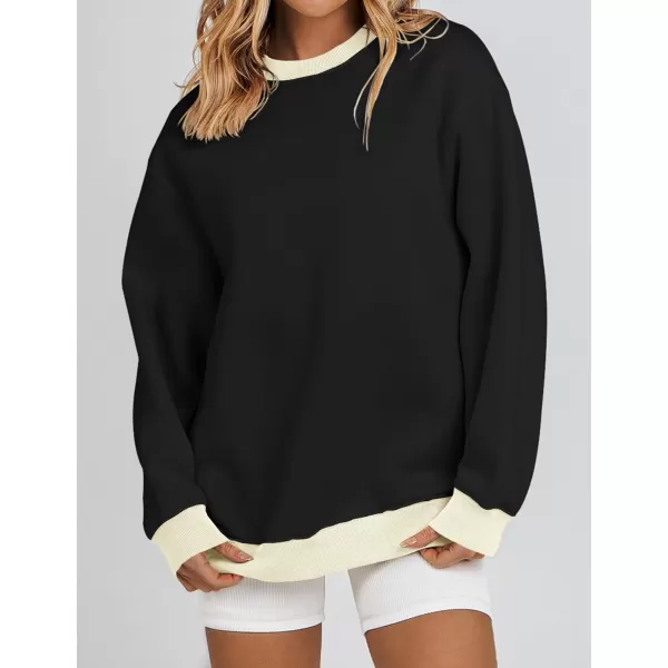 imageZESICA 2023 Sweatshirts for Women Casual Oversized Long Sleeve Crewneck Y2K Fleece Loose Pullover Sweatshirt TopsBlack