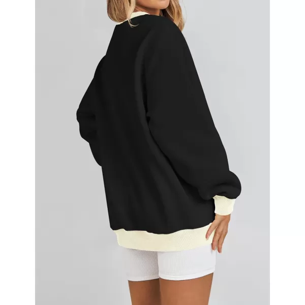 imageZESICA 2023 Sweatshirts for Women Casual Oversized Long Sleeve Crewneck Y2K Fleece Loose Pullover Sweatshirt TopsBlack