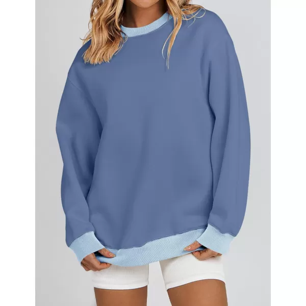imageZESICA 2023 Sweatshirts for Women Casual Oversized Long Sleeve Crewneck Y2K Fleece Loose Pullover Sweatshirt TopsBlue