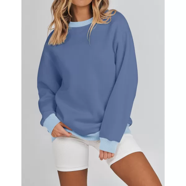 imageZESICA 2023 Sweatshirts for Women Casual Oversized Long Sleeve Crewneck Y2K Fleece Loose Pullover Sweatshirt TopsBlue