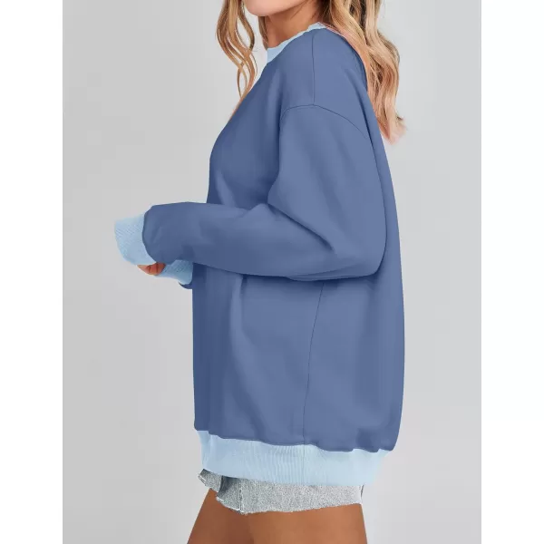 imageZESICA 2023 Sweatshirts for Women Casual Oversized Long Sleeve Crewneck Y2K Fleece Loose Pullover Sweatshirt TopsBlue