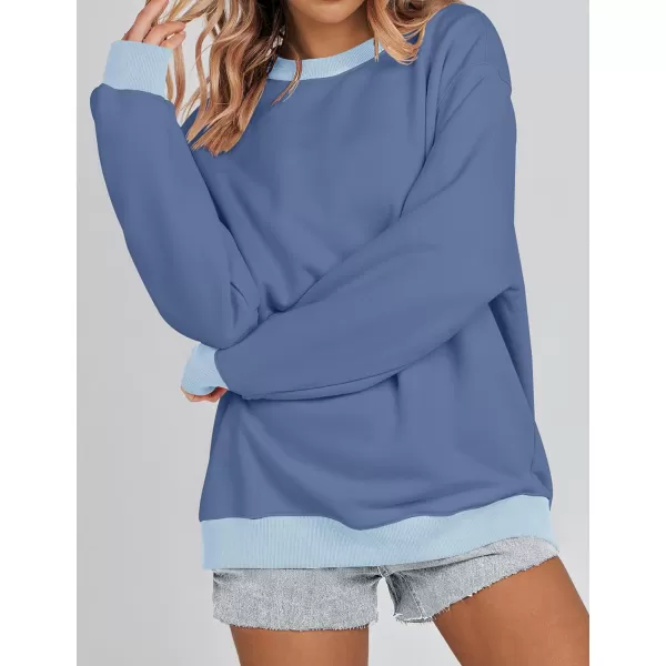 imageZESICA 2023 Sweatshirts for Women Casual Oversized Long Sleeve Crewneck Y2K Fleece Loose Pullover Sweatshirt TopsBlue
