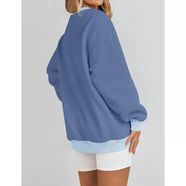 imageZESICA 2023 Sweatshirts for Women Casual Oversized Long Sleeve Crewneck Y2K Fleece Loose Pullover Sweatshirt TopsBlue