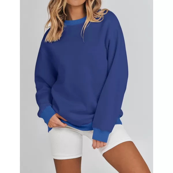 imageZESICA 2023 Sweatshirts for Women Casual Oversized Long Sleeve Crewneck Y2K Fleece Loose Pullover Sweatshirt TopsNavy