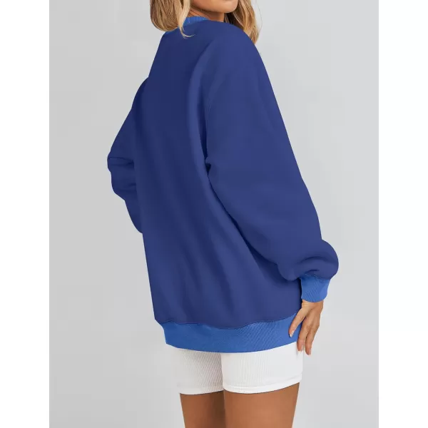imageZESICA 2023 Sweatshirts for Women Casual Oversized Long Sleeve Crewneck Y2K Fleece Loose Pullover Sweatshirt TopsNavy