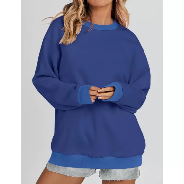 imageZESICA 2023 Sweatshirts for Women Casual Oversized Long Sleeve Crewneck Y2K Fleece Loose Pullover Sweatshirt TopsNavy