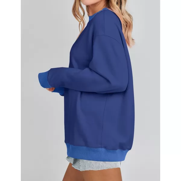 imageZESICA 2023 Sweatshirts for Women Casual Oversized Long Sleeve Crewneck Y2K Fleece Loose Pullover Sweatshirt TopsNavy