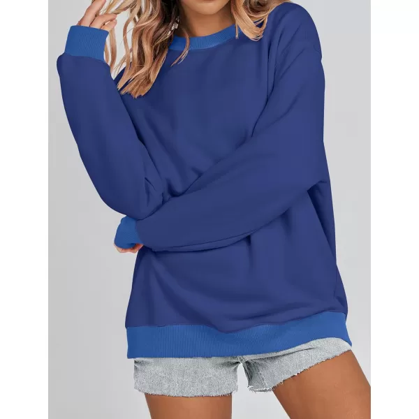 imageZESICA 2023 Sweatshirts for Women Casual Oversized Long Sleeve Crewneck Y2K Fleece Loose Pullover Sweatshirt TopsNavy