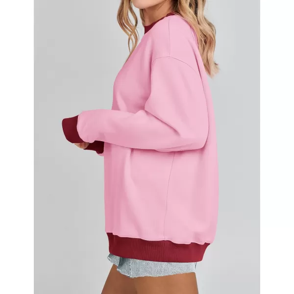 imageZESICA 2023 Sweatshirts for Women Casual Oversized Long Sleeve Crewneck Y2K Fleece Loose Pullover Sweatshirt TopsPink