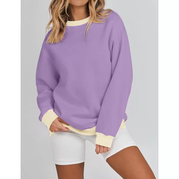imageZESICA 2023 Sweatshirts for Women Casual Oversized Long Sleeve Crewneck Y2K Fleece Loose Pullover Sweatshirt TopsPurple