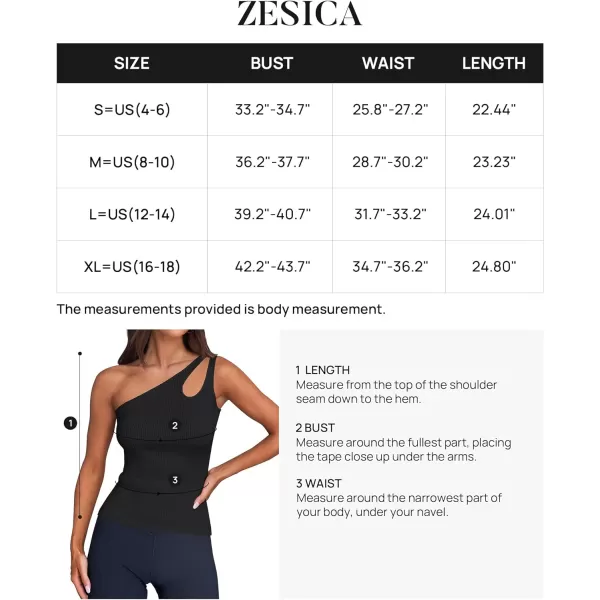 imageZESICA One Shoulder Tops for Women Sleeveless Summer Top Cut Out T Shirt Ribbed Knit Basic Tank Slim Fit 2024 FashionBlack