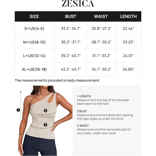 imageZESICA One Shoulder Tops for Women Sleeveless Summer Top Cut Out T Shirt Ribbed Knit Basic Tank Slim Fit 2024 FashionSand