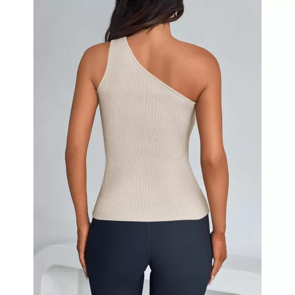 imageZESICA One Shoulder Tops for Women Sleeveless Summer Top Cut Out T Shirt Ribbed Knit Basic Tank Slim Fit 2024 FashionSand