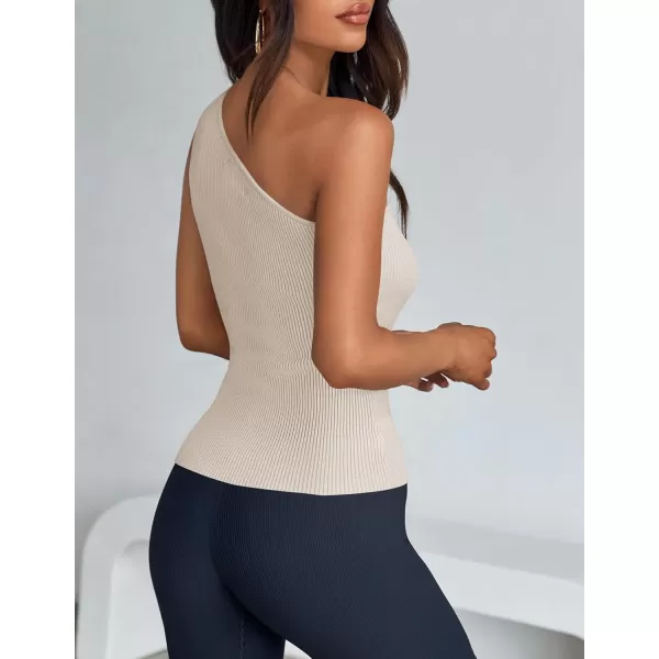 imageZESICA One Shoulder Tops for Women Sleeveless Summer Top Cut Out T Shirt Ribbed Knit Basic Tank Slim Fit 2024 FashionSand