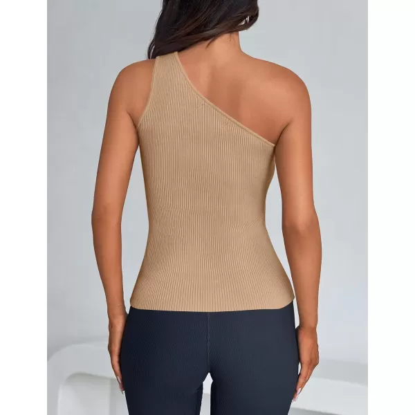 imageZESICA One Shoulder Tops for Women Sleeveless Summer Top Cut Out T Shirt Ribbed Knit Basic Tank Slim Fit 2024 FashionToffee