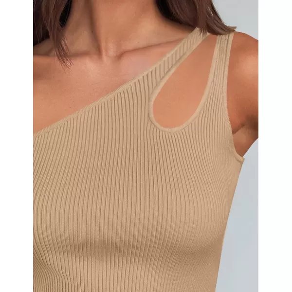 imageZESICA One Shoulder Tops for Women Sleeveless Summer Top Cut Out T Shirt Ribbed Knit Basic Tank Slim Fit 2024 FashionToffee
