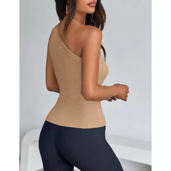 imageZESICA One Shoulder Tops for Women Sleeveless Summer Top Cut Out T Shirt Ribbed Knit Basic Tank Slim Fit 2024 FashionToffee