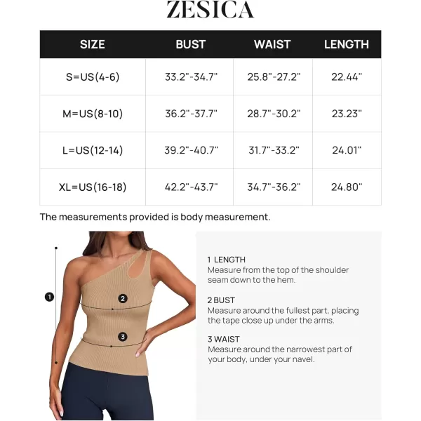imageZESICA One Shoulder Tops for Women Sleeveless Summer Top Cut Out T Shirt Ribbed Knit Basic Tank Slim Fit 2024 FashionToffee
