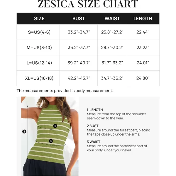 imageZESICA Ribbed Tank Top for Women Summer Sleeveless Shirts High Neck Striped Basic Casual Slim Fitted 2024 FashionAvocadogreen