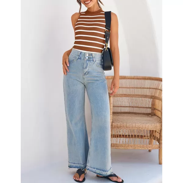 imageZESICA Ribbed Tank Top for Women Summer Sleeveless Shirts High Neck Striped Basic Casual Slim Fitted 2024 FashionBrown
