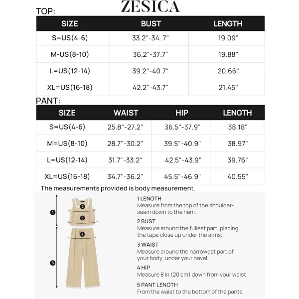 imageZESICA Summer 2 Piece Sets for Women Linen Tank Top and Wide Leg Pants Matching Lounge Sets Spring Outfits TracksuitsApricot