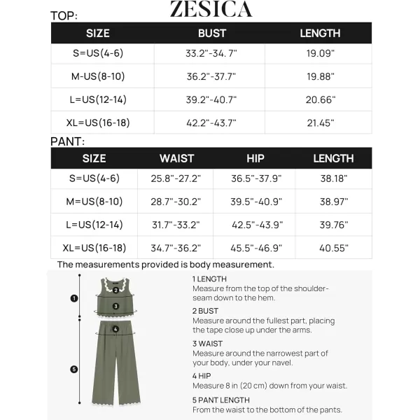 imageZESICA Summer 2 Piece Sets for Women Linen Tank Top and Wide Leg Pants Matching Lounge Sets Spring Outfits TracksuitsGreen