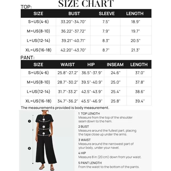 imageZESICA Womens 2 Piece Outfits Linen Short Sleeve Crop Top and High Waist Pants Lounge Matching Set 2023 Trendy ClothesBlack