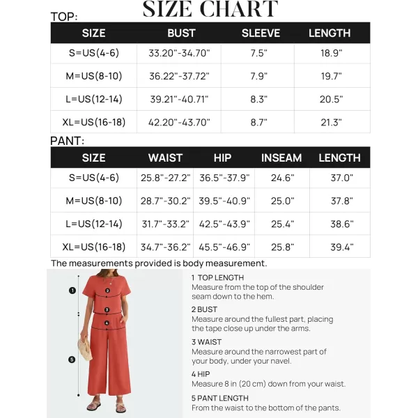 imageZESICA Womens 2 Piece Outfits Linen Short Sleeve Crop Top and High Waist Pants Lounge Matching Set 2023 Trendy ClothesCoral