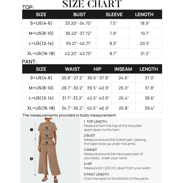 imageZESICA Womens 2 Piece Outfits Linen Short Sleeve Crop Top and High Waist Pants Lounge Matching Set 2023 Trendy ClothesKhaki