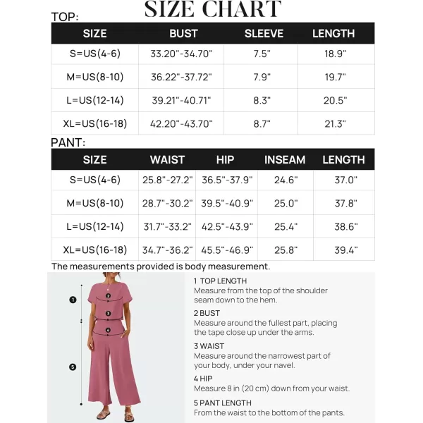 imageZESICA Womens 2 Piece Outfits Linen Short Sleeve Crop Top and High Waist Pants Lounge Matching Set 2023 Trendy ClothesPlum