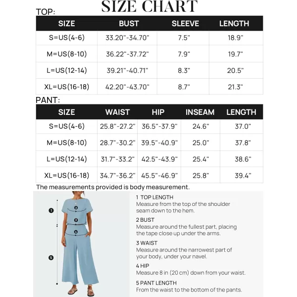 imageZESICA Womens 2 Piece Outfits Linen Short Sleeve Crop Top and High Waist Pants Lounge Matching Set 2023 Trendy ClothesSkyblue