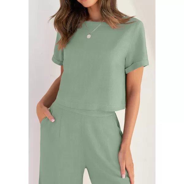 imageZESICA Womens 2 Piece Outfits Linen Short Sleeve Crop Top and High Waist Pants Lounge Matching Set 2023 Trendy ClothesZESICA Womens 2 Piece Outfits Linen Short Sleeve Crop Top and High Waist Pants Lounge Matching Set 2023 Trendy Clothes