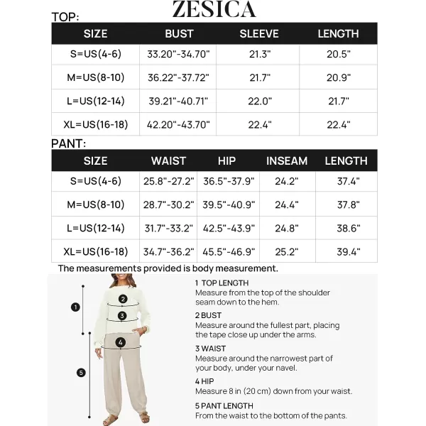 imageZESICA Womens 2 Piece Outfits Sweater Set Long Sleeve Mock Neck Knit Pullover Top High Waist Pant Tracksuit Lounge SetsAlmond