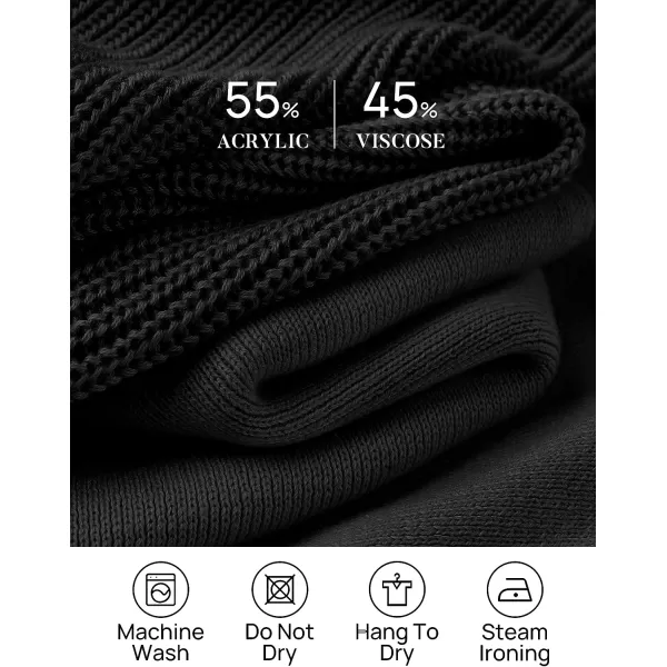 imageZESICA Womens 2 Piece Outfits Sweater Set Long Sleeve Mock Neck Knit Pullover Top High Waist Pant Tracksuit Lounge SetsBlack