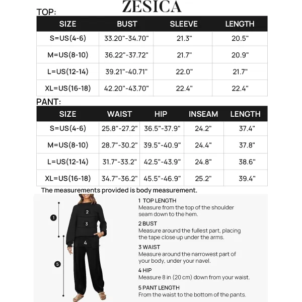 imageZESICA Womens 2 Piece Outfits Sweater Set Long Sleeve Mock Neck Knit Pullover Top High Waist Pant Tracksuit Lounge SetsBlack