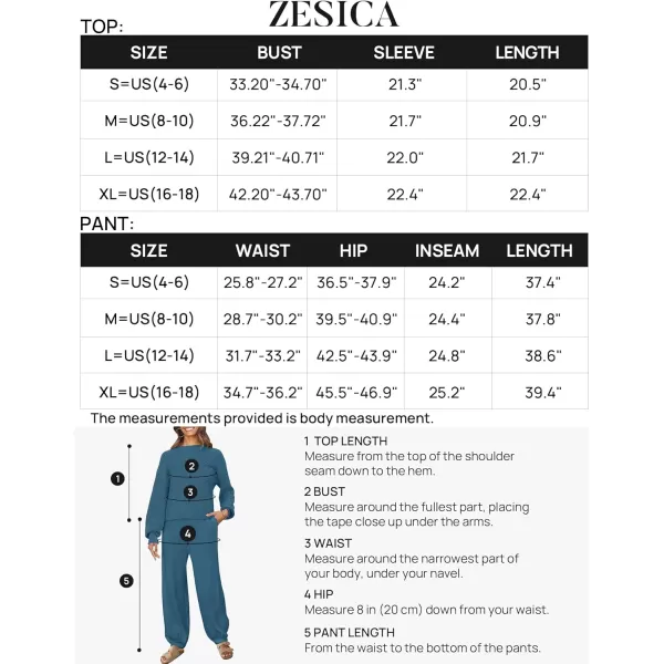 imageZESICA Womens 2 Piece Outfits Sweater Set Long Sleeve Mock Neck Knit Pullover Top High Waist Pant Tracksuit Lounge SetsBlue