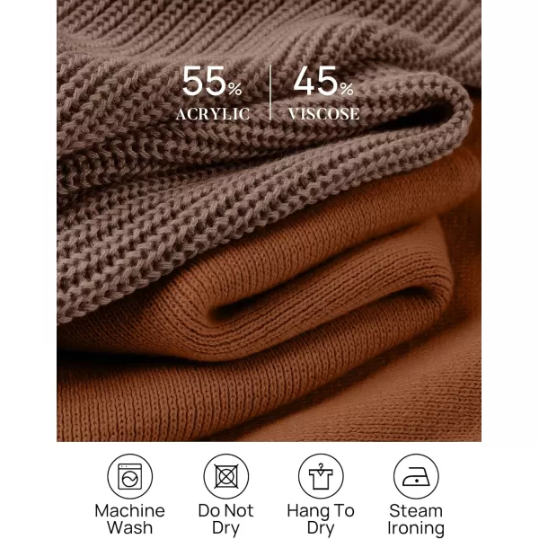 imageZESICA Womens 2 Piece Outfits Sweater Set Long Sleeve Mock Neck Knit Pullover Top High Waist Pant Tracksuit Lounge SetsCaramel