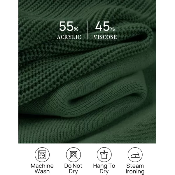 imageZESICA Womens 2 Piece Outfits Sweater Set Long Sleeve Mock Neck Knit Pullover Top High Waist Pant Tracksuit Lounge SetsForestgreen