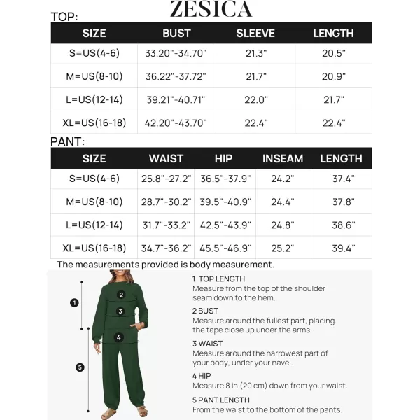 imageZESICA Womens 2 Piece Outfits Sweater Set Long Sleeve Mock Neck Knit Pullover Top High Waist Pant Tracksuit Lounge SetsForestgreen