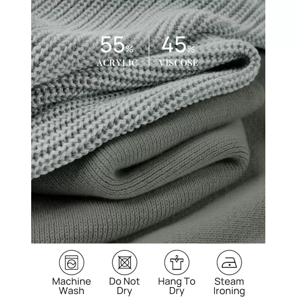 imageZESICA Womens 2 Piece Outfits Sweater Set Long Sleeve Mock Neck Knit Pullover Top High Waist Pant Tracksuit Lounge SetsGrey