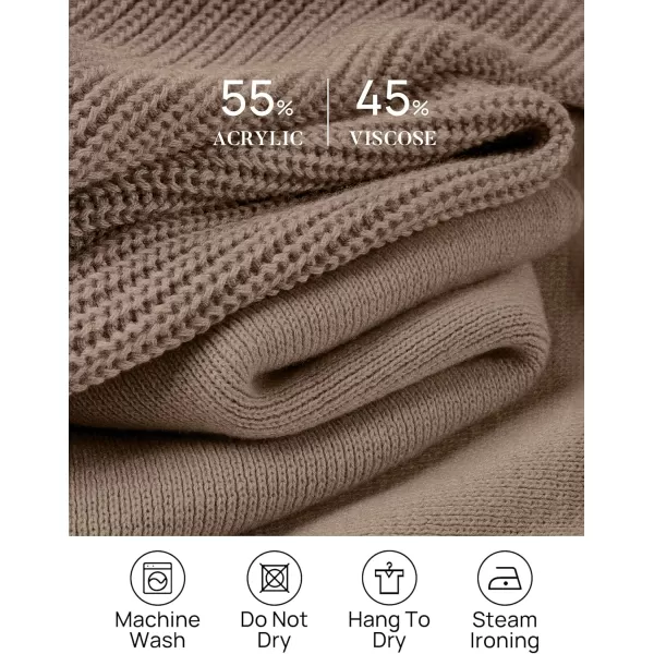 imageZESICA Womens 2 Piece Outfits Sweater Set Long Sleeve Mock Neck Knit Pullover Top High Waist Pant Tracksuit Lounge SetsMocha