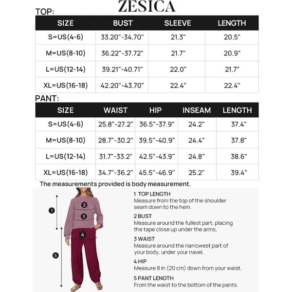 imageZESICA Womens 2 Piece Outfits Sweater Set Long Sleeve Mock Neck Knit Pullover Top High Waist Pant Tracksuit Lounge SetsPlum