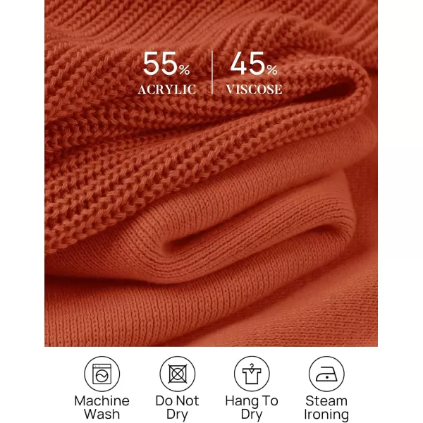 imageZESICA Womens 2 Piece Outfits Sweater Set Long Sleeve Mock Neck Knit Pullover Top High Waist Pant Tracksuit Lounge SetsRust