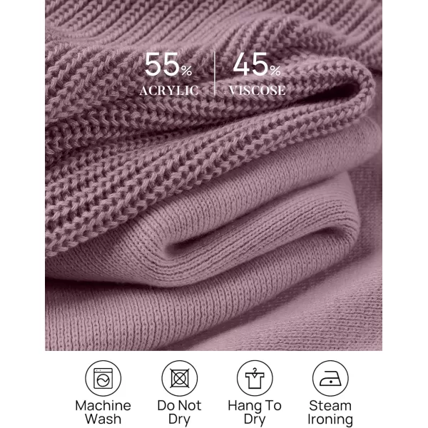 imageZESICA Womens 2 Piece Outfits Sweater Set Long Sleeve Mock Neck Knit Pullover Top High Waist Pant Tracksuit Lounge SetsTaropurple