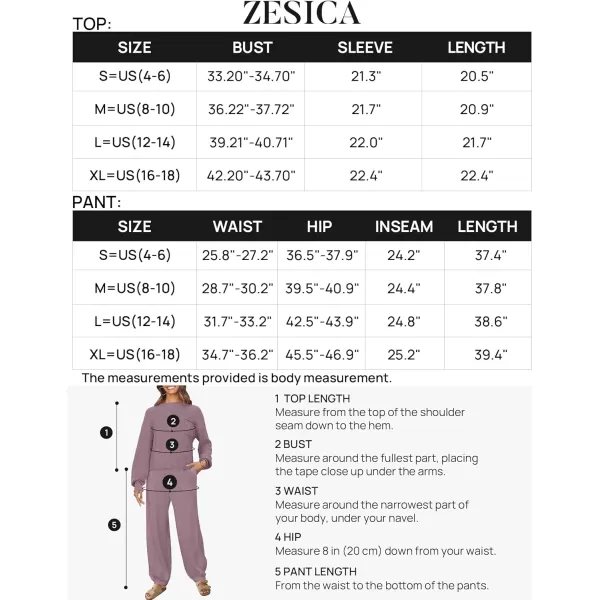imageZESICA Womens 2 Piece Outfits Sweater Set Long Sleeve Mock Neck Knit Pullover Top High Waist Pant Tracksuit Lounge SetsTaropurple