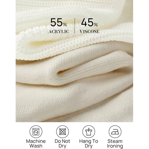 imageZESICA Womens 2 Piece Outfits Sweater Set Long Sleeve Mock Neck Knit Pullover Top High Waist Pant Tracksuit Lounge SetsWhite