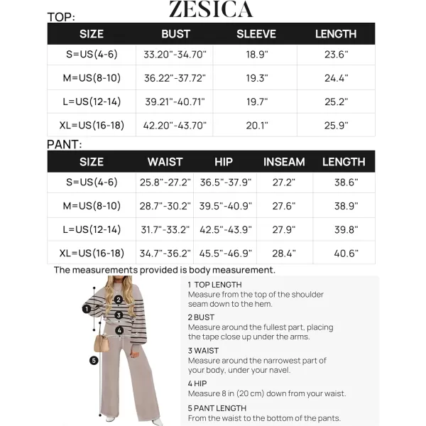 imageZESICA Womens 2 Piece Outfits Sweater Set Long Sleeve Mock Neck Knit Pullover and Wide Leg Pants Lounge Sets SweatsuitSand