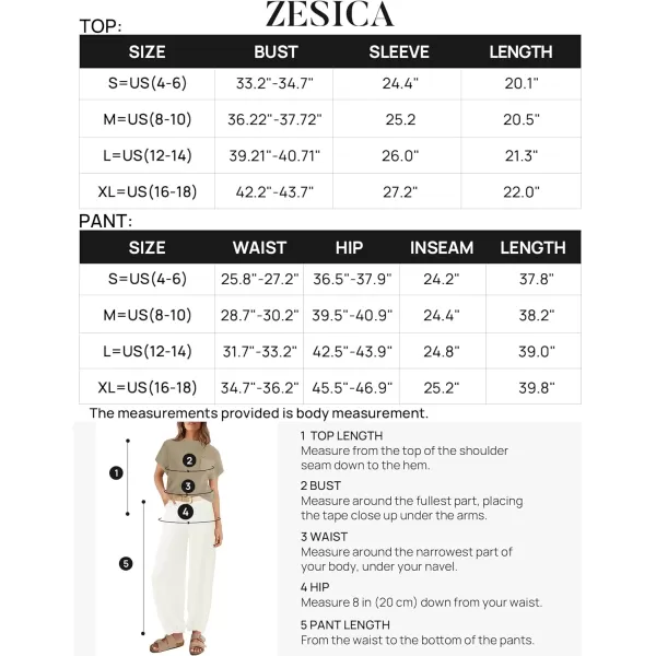 imageZESICA Womens 2 Piece Outfits Sweater Set Short Sleeve Mock Neck Knit Pullover Top High Waist Pant Tracksuit Lounge SetsBeige